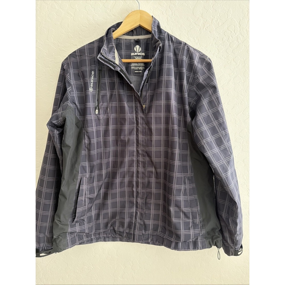 Sunice XL Black Plaid Typhoon Raincoat Jacket Windbreaker Golf Waterproof Shell - Picture 1 of 10